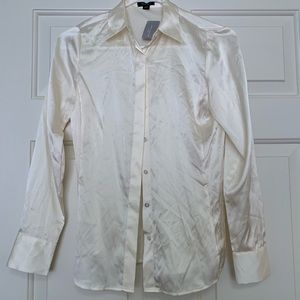 Brand New Ann Taylor Cream Silk Button Down